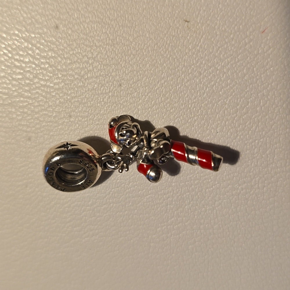 Disney Pandora Bracelet Charm, Mickey, Candy Cane